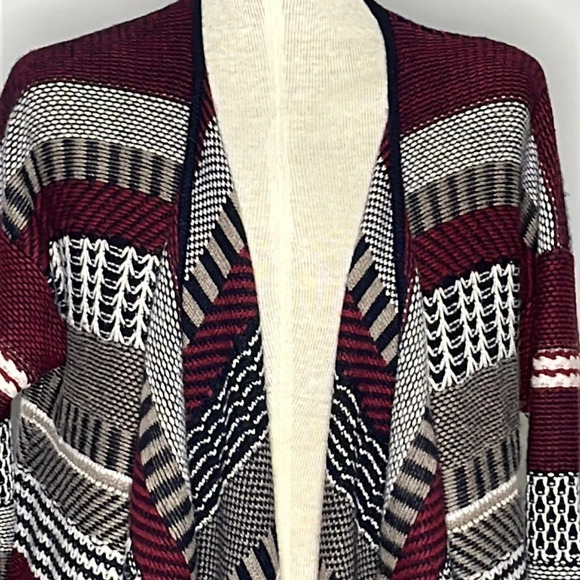 Autumn Cashmere Blend Open Front Waterfall Fringed Cardigan - Size Medium - Picture 2 of 5